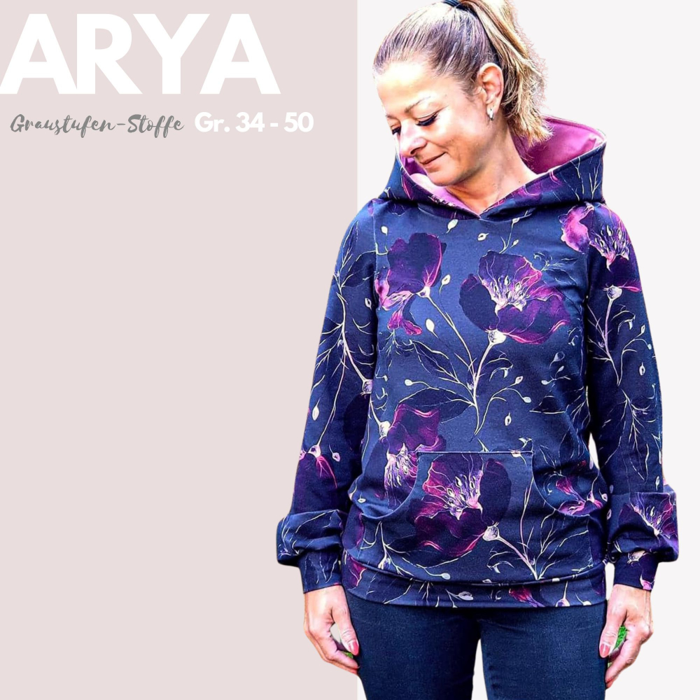 Schnittmuster Hoodie „Arya“ als E-Book oder Papierschnittmuster.